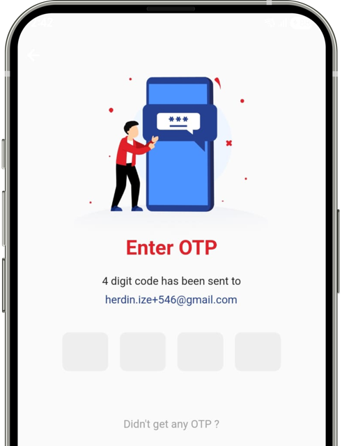 Halaman input kode OTP untuk verifikasi pendaftaran Yipy