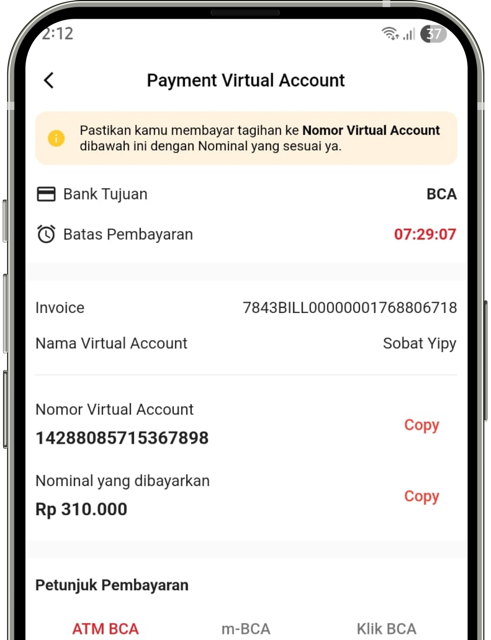 Instruksi pembayaran sesuai metode yang dipilih
